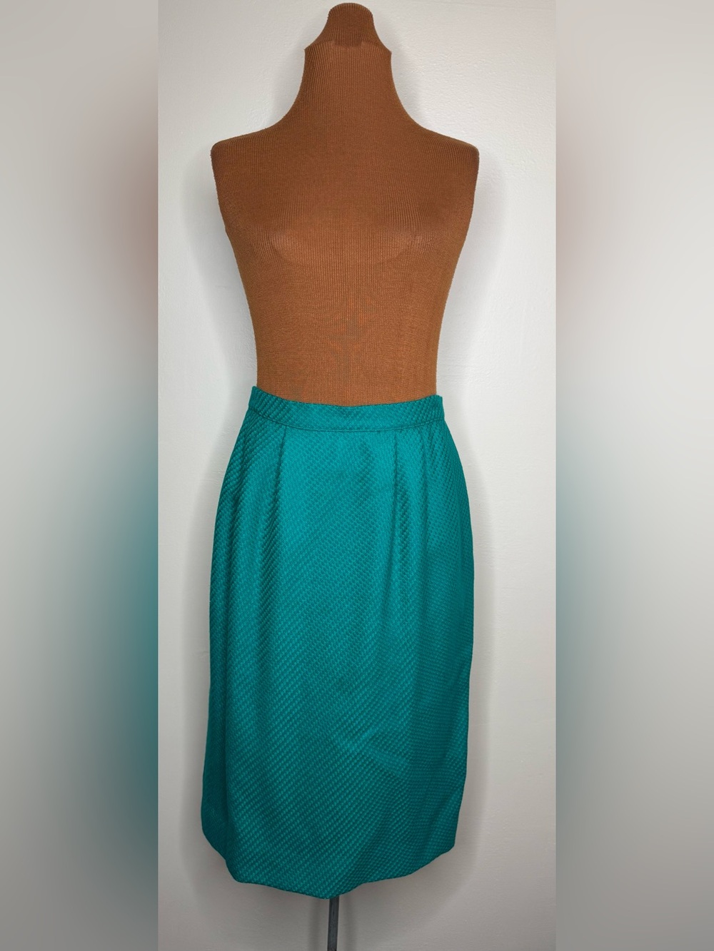 Carlisle Vintage Wool Midi Skirt Teal Blue Green Color Size 14